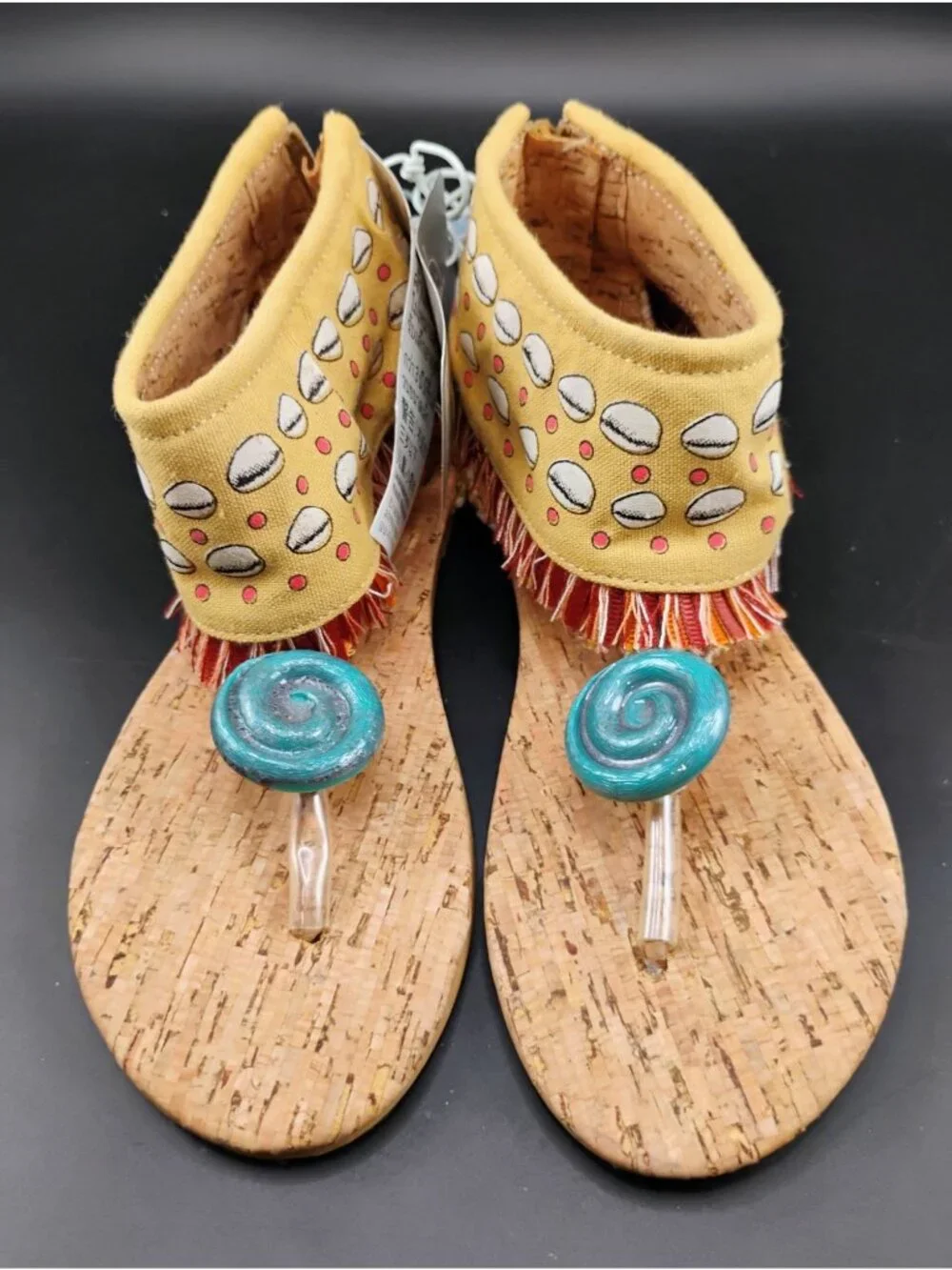 Disney Kids Sandals With Yellow & Cork Design Size 11-12
